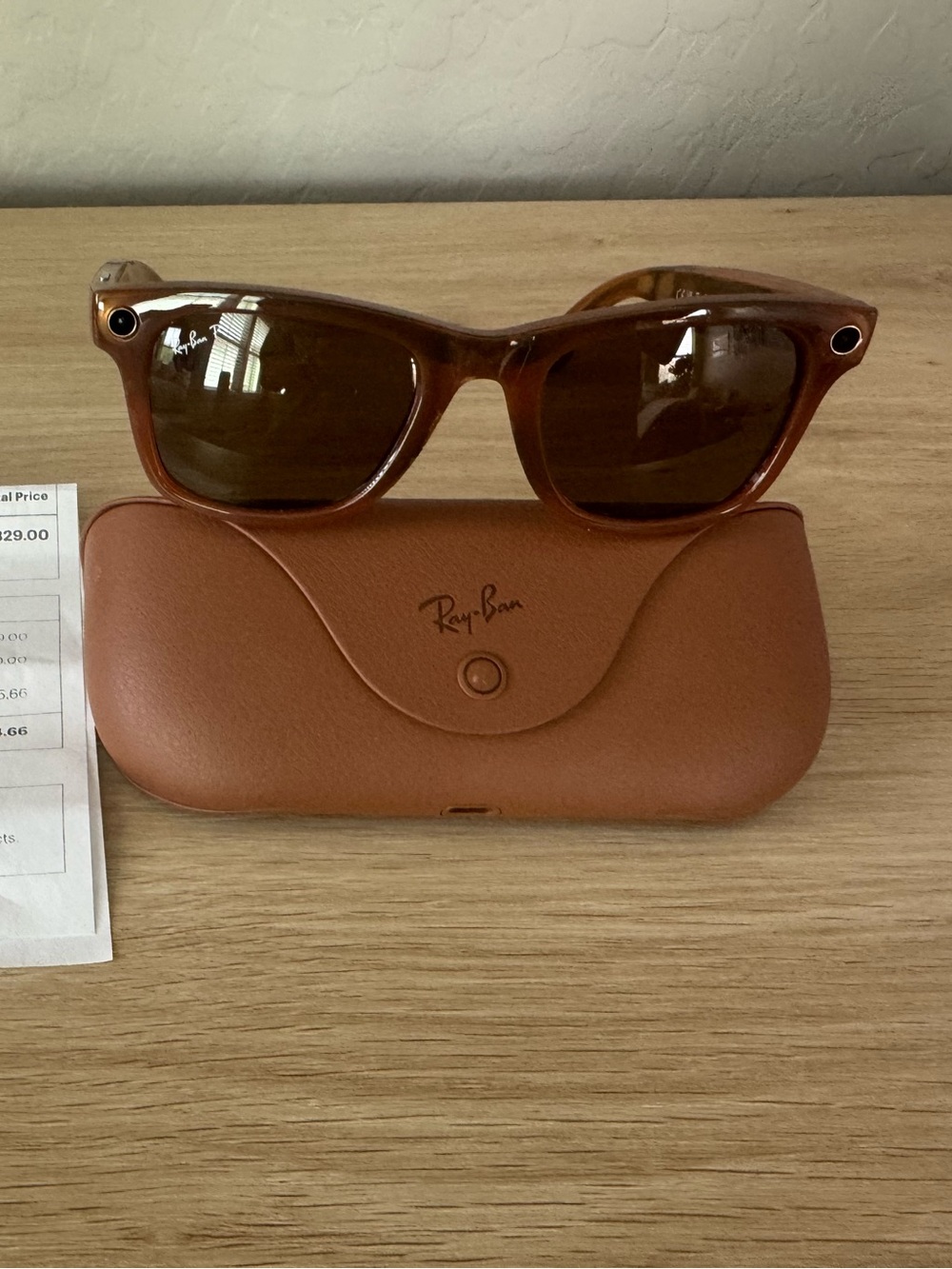 Ray-Ban Meta Wayfair Brown Frame Sunglasses with Brown Case new